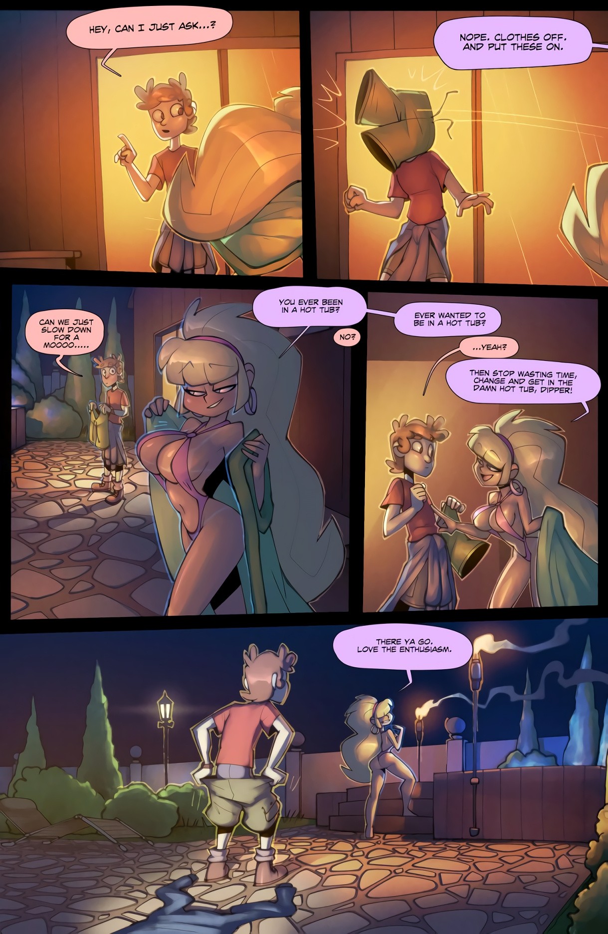 Hot tub Hijinx porn comic picture 3