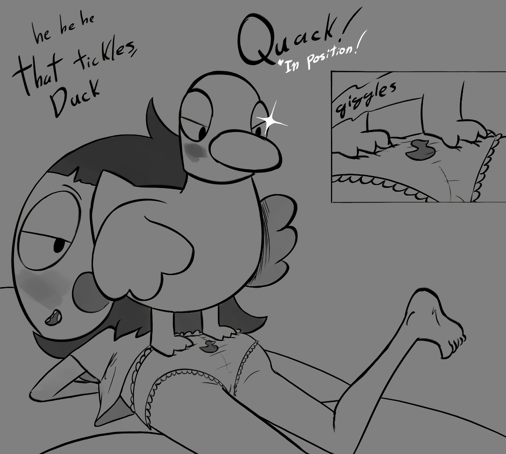 Sarah and Duck Greyscale Set porn comic picture 15