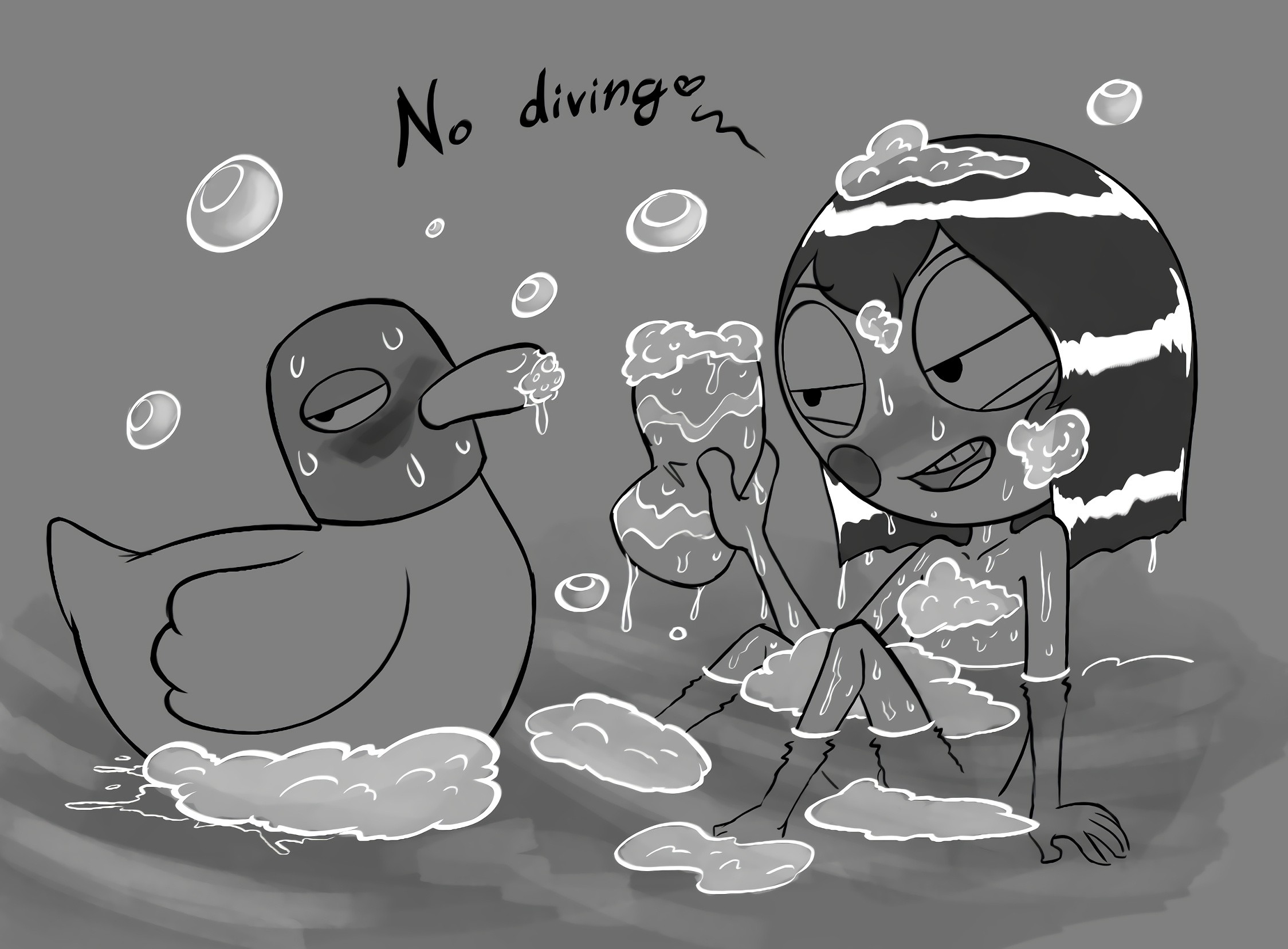 Sarah and Duck Greyscale Set porn comic picture 2