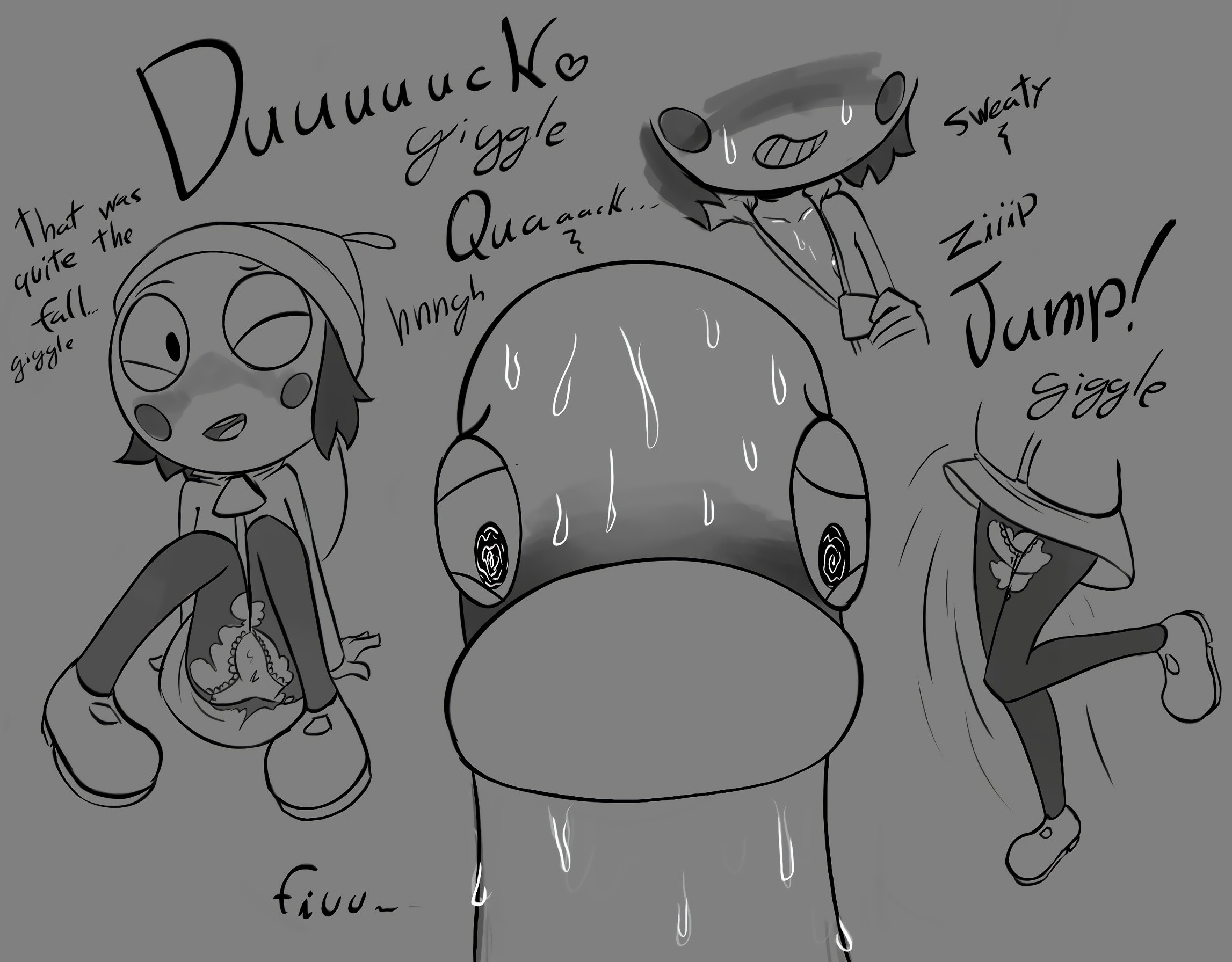 Sarah and Duck Greyscale Set porn comic picture 9