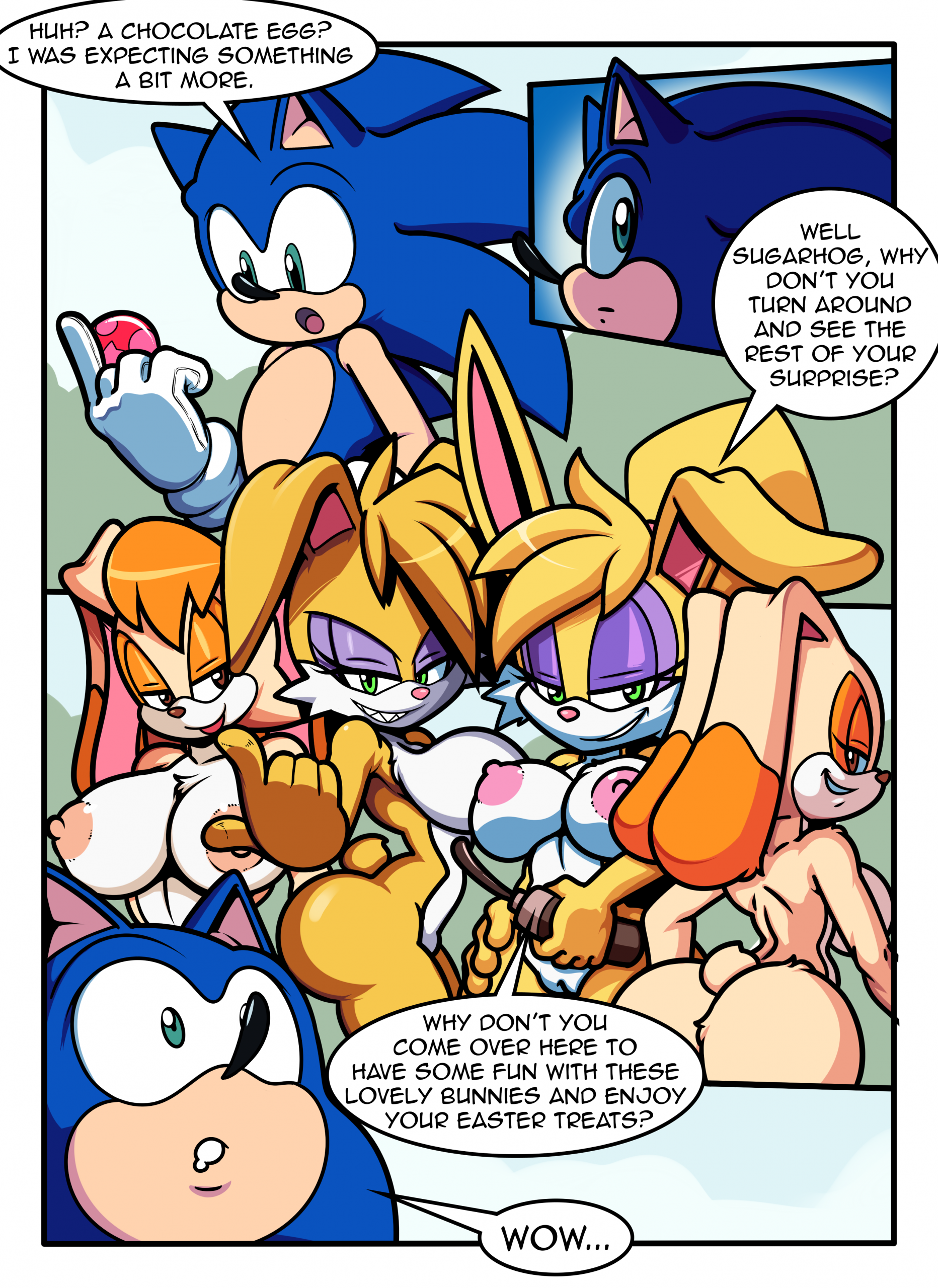 Sonic Girls Easter porn comic picture 1
