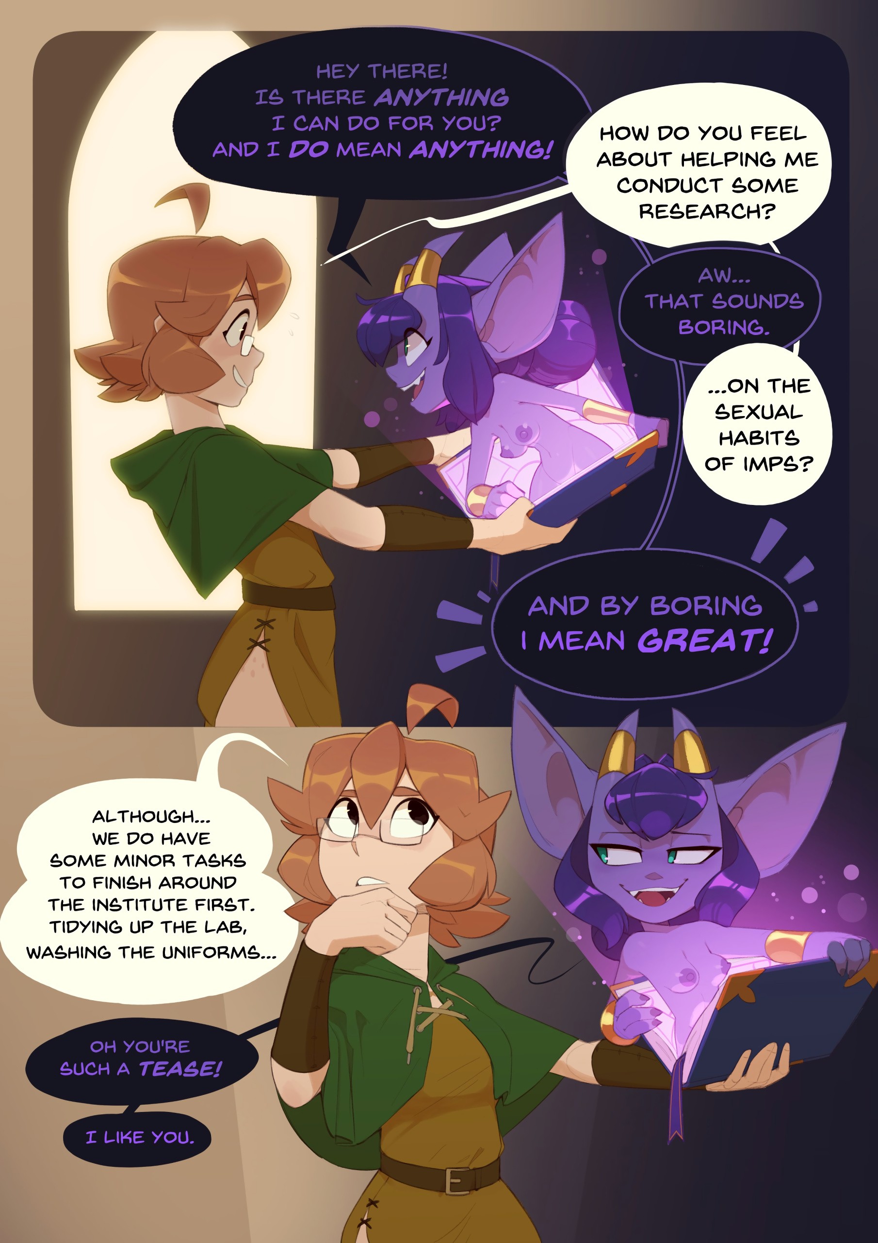 Monster Researcher Eclair and the Book of Imps! porn comic picture 2