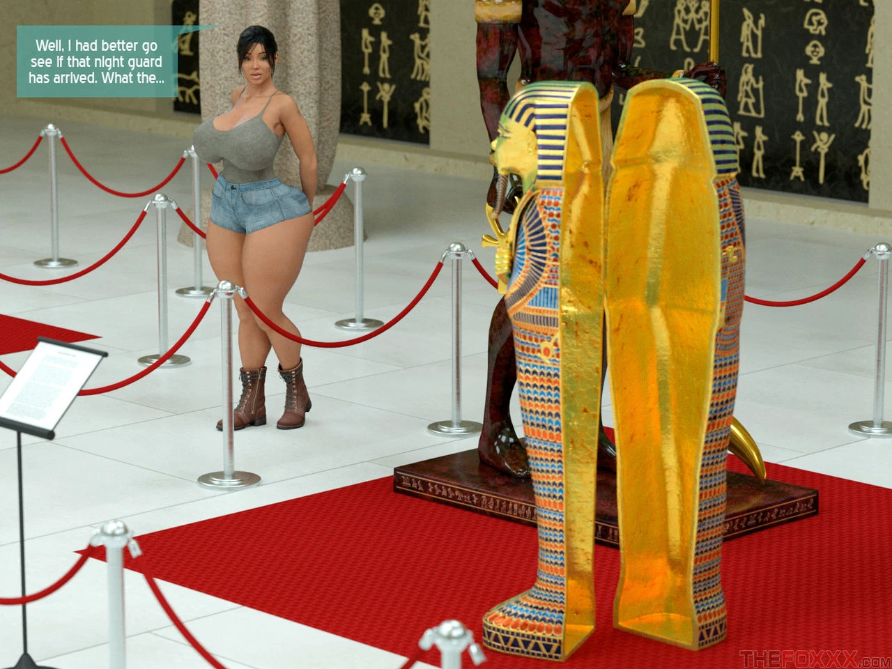 A horny mummy in the museum porn comic picture 9