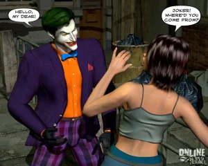 Joker bangs a hot babe in the alley porn comic picture 1
