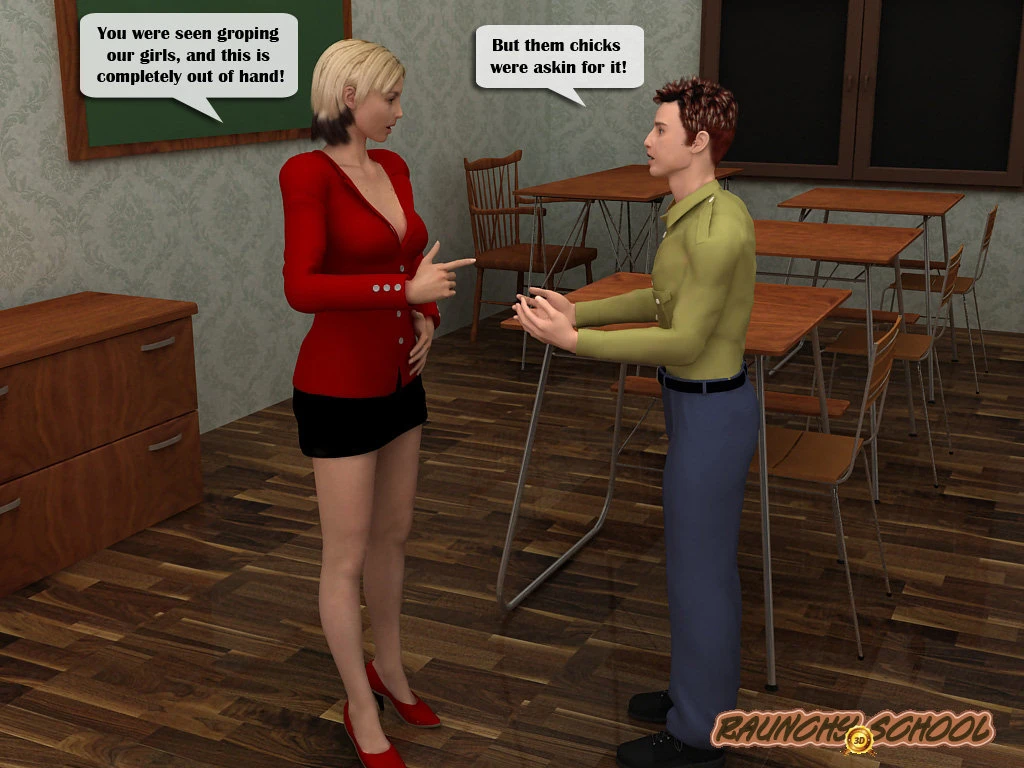 Teacher humps a bad boy and lets another join porn comic picture 3